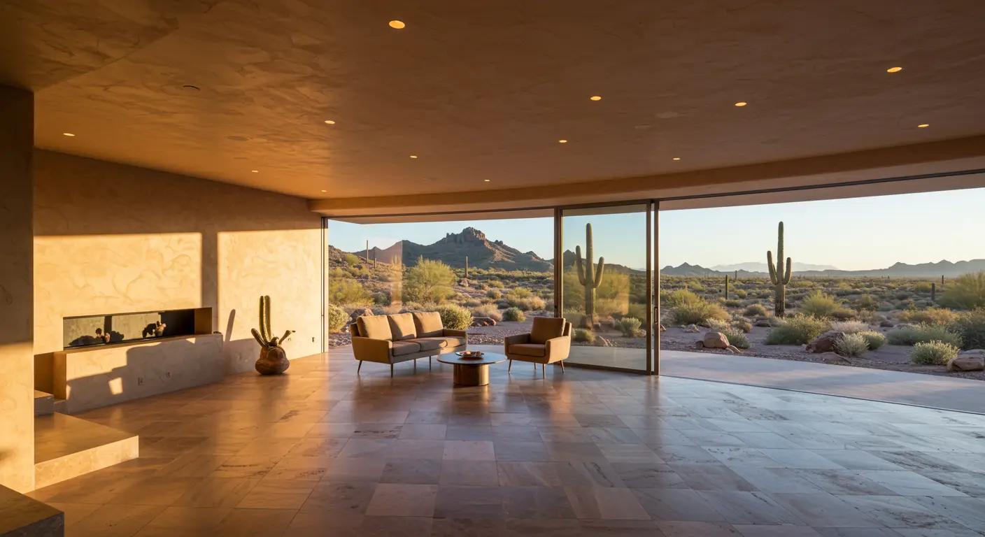 Phoenix metro home with tile flooring and desert views