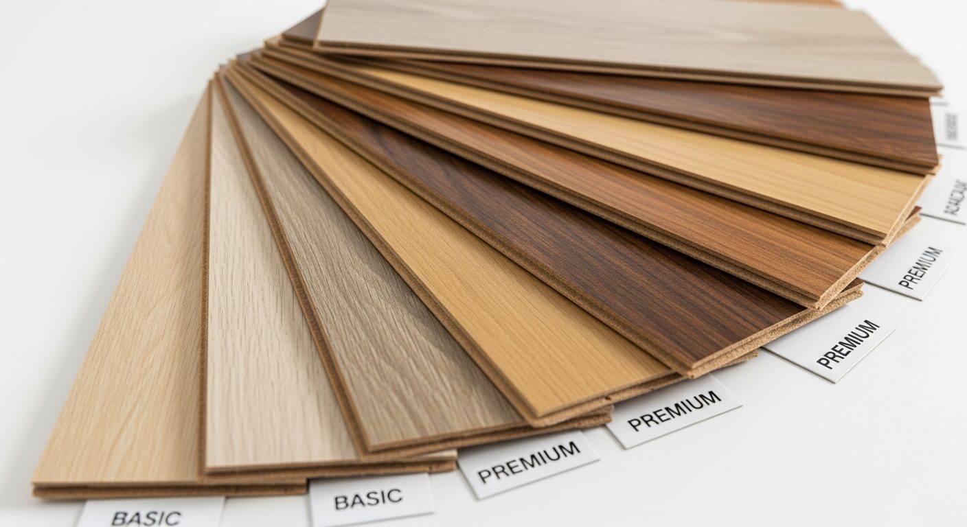 Laminate flooring samples across price tiers — Floor Daddy