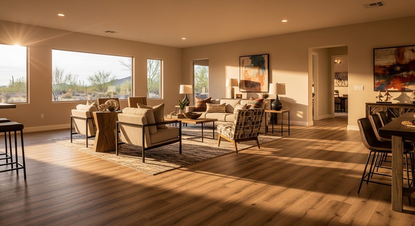 Completed laminate flooring installation in Arizona home — Floor Daddy