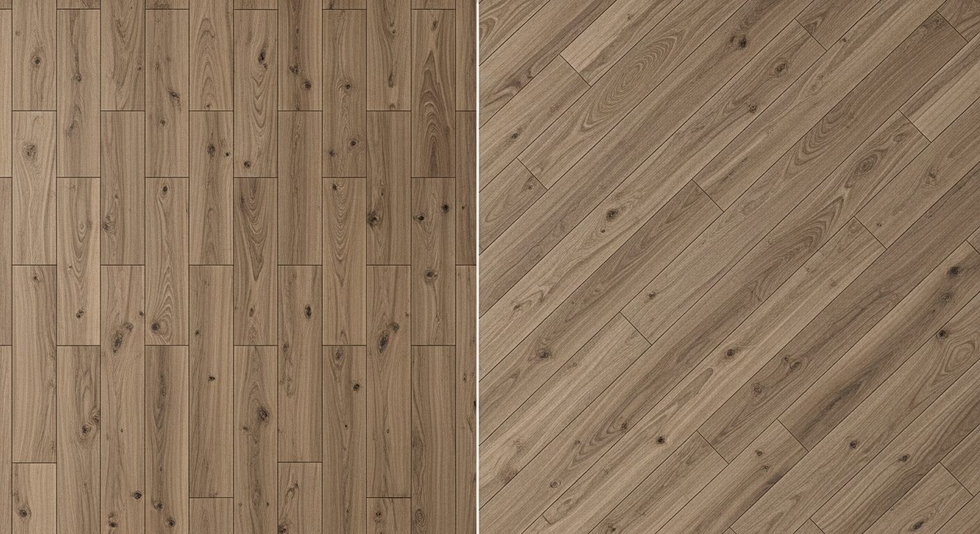 Laminate layout pattern comparison overhead view — Floor Daddy