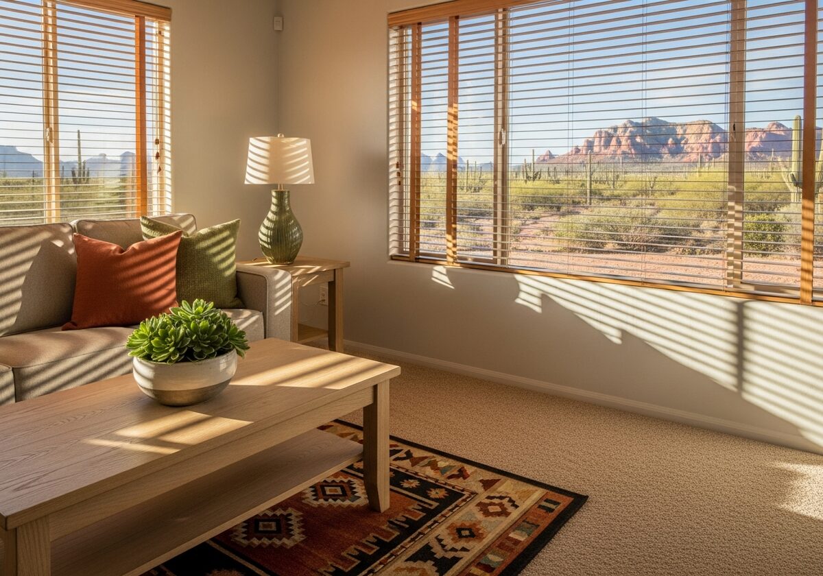 Arizona room with sun-blocking blinds