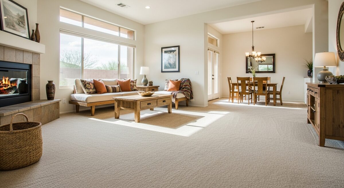 Natural tone Saxony carpet