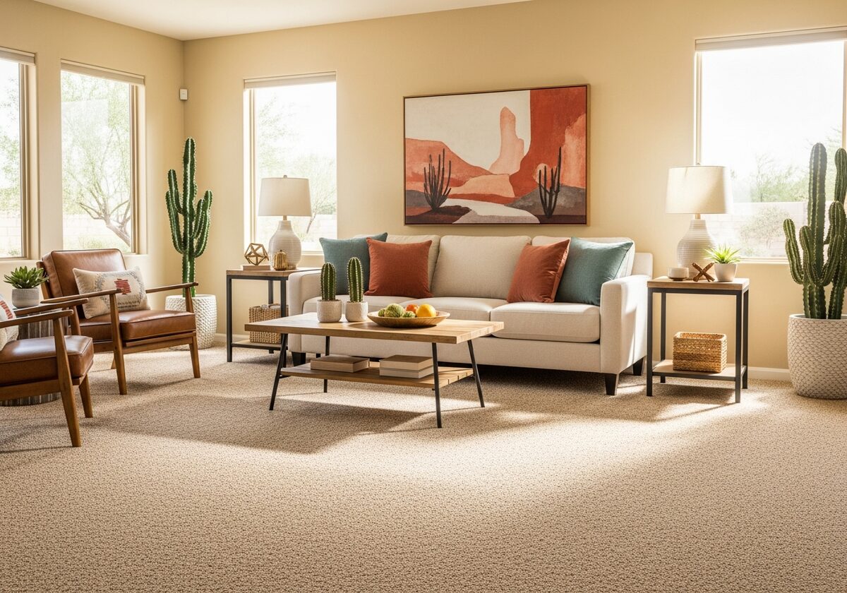 Clean Berber carpet in living room