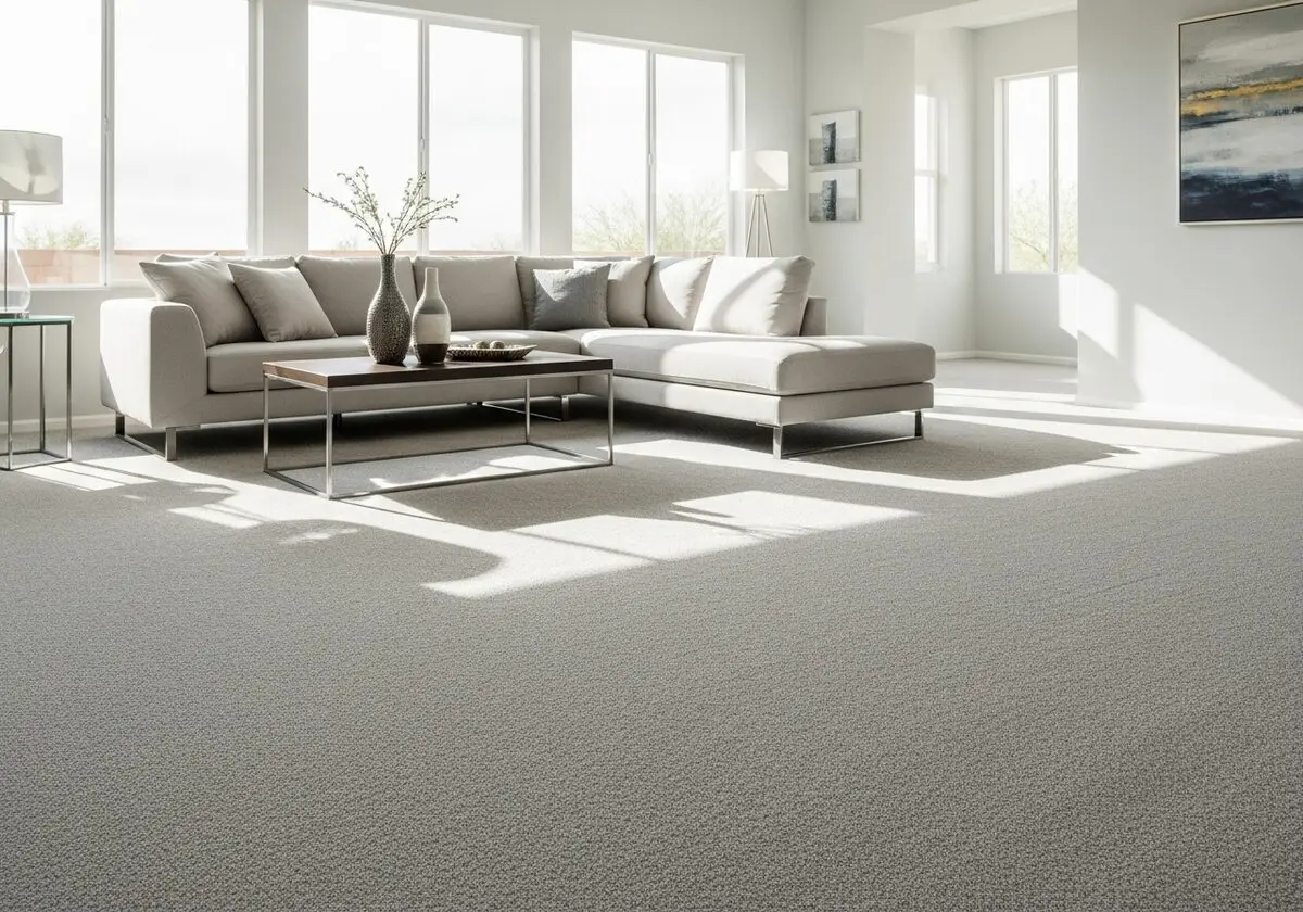 Living room with large-format porcelain tile flooring