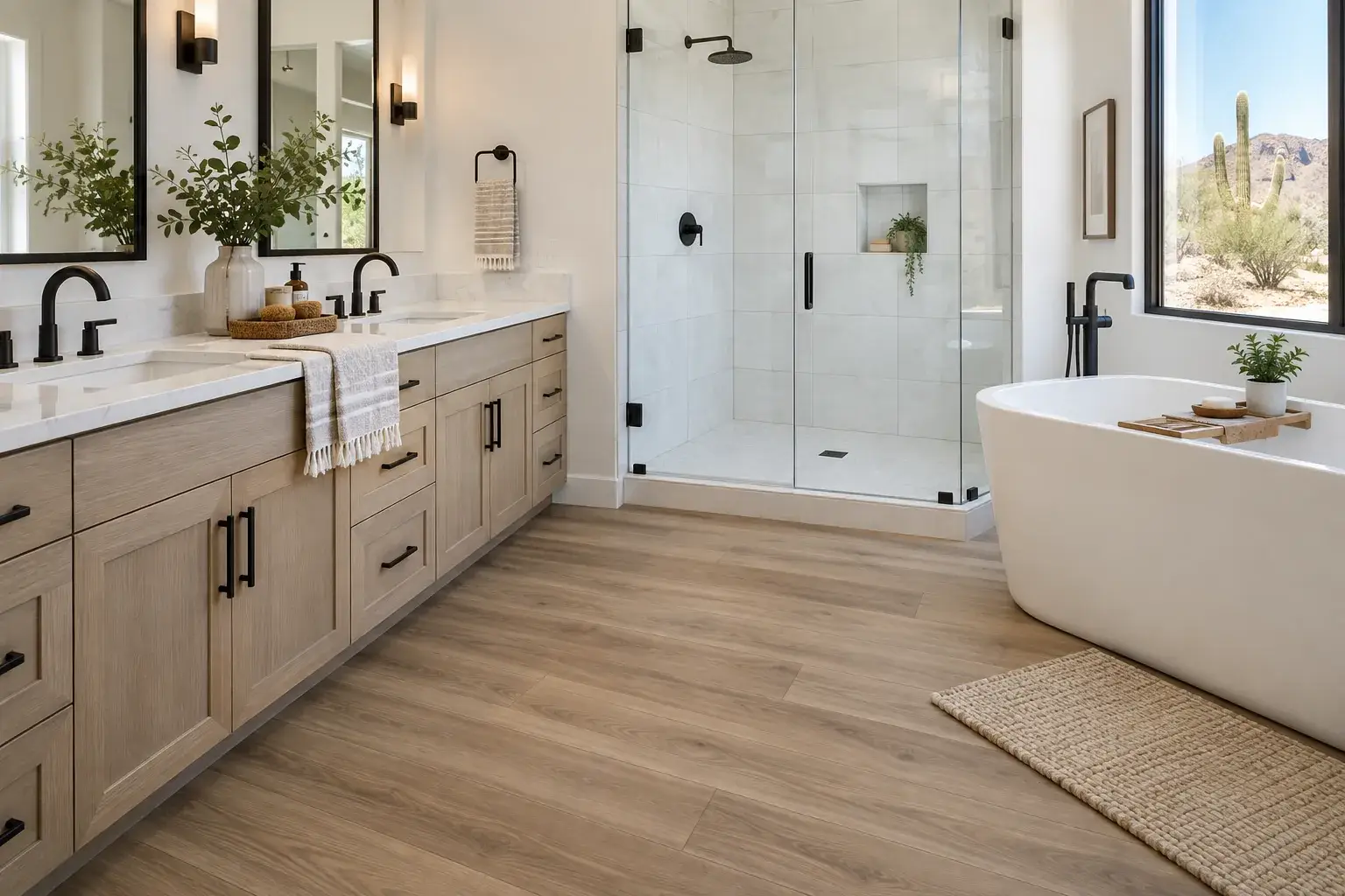 Bathroom with vinyl plank flooring
