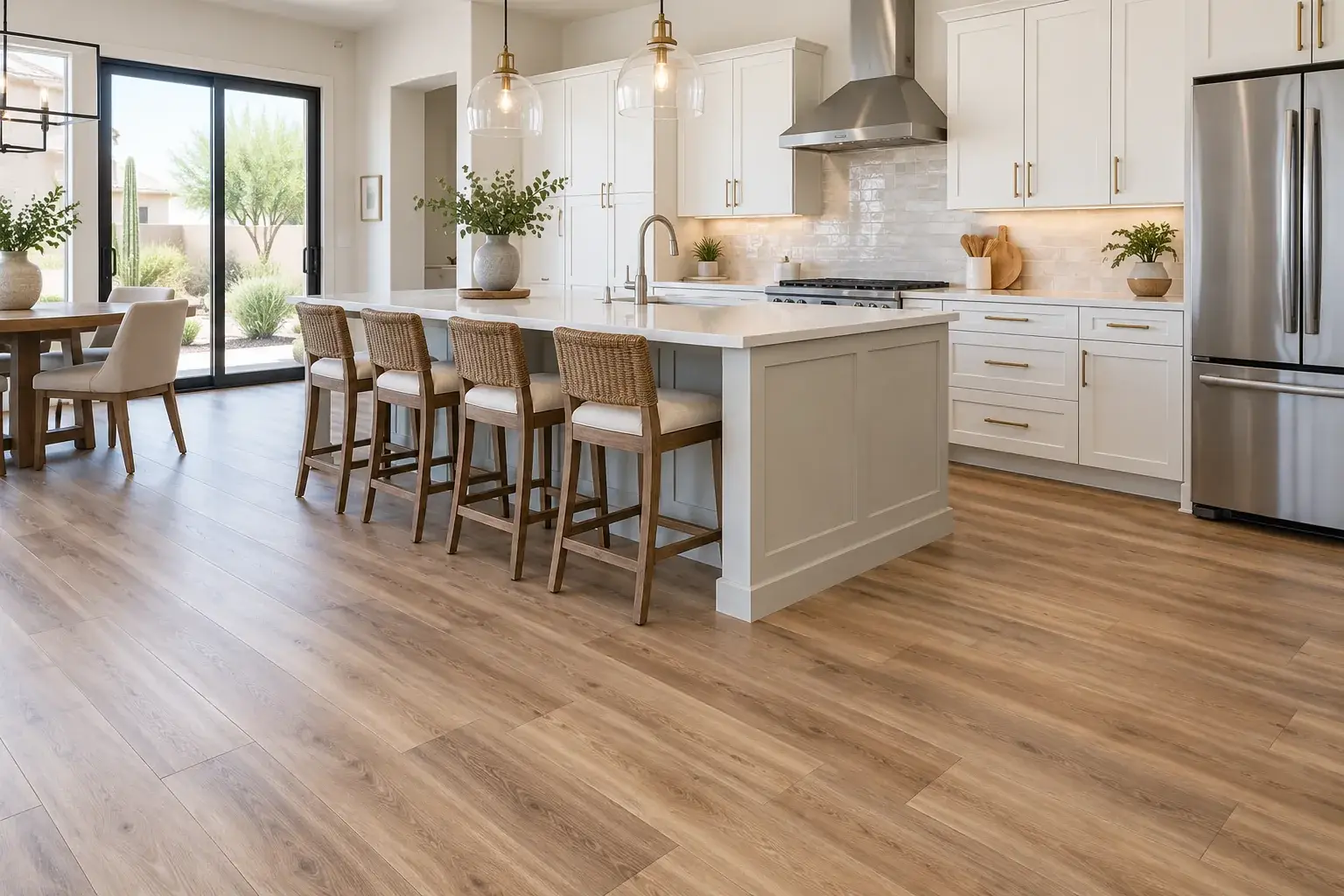 Kitchen with vinyl plank flooring