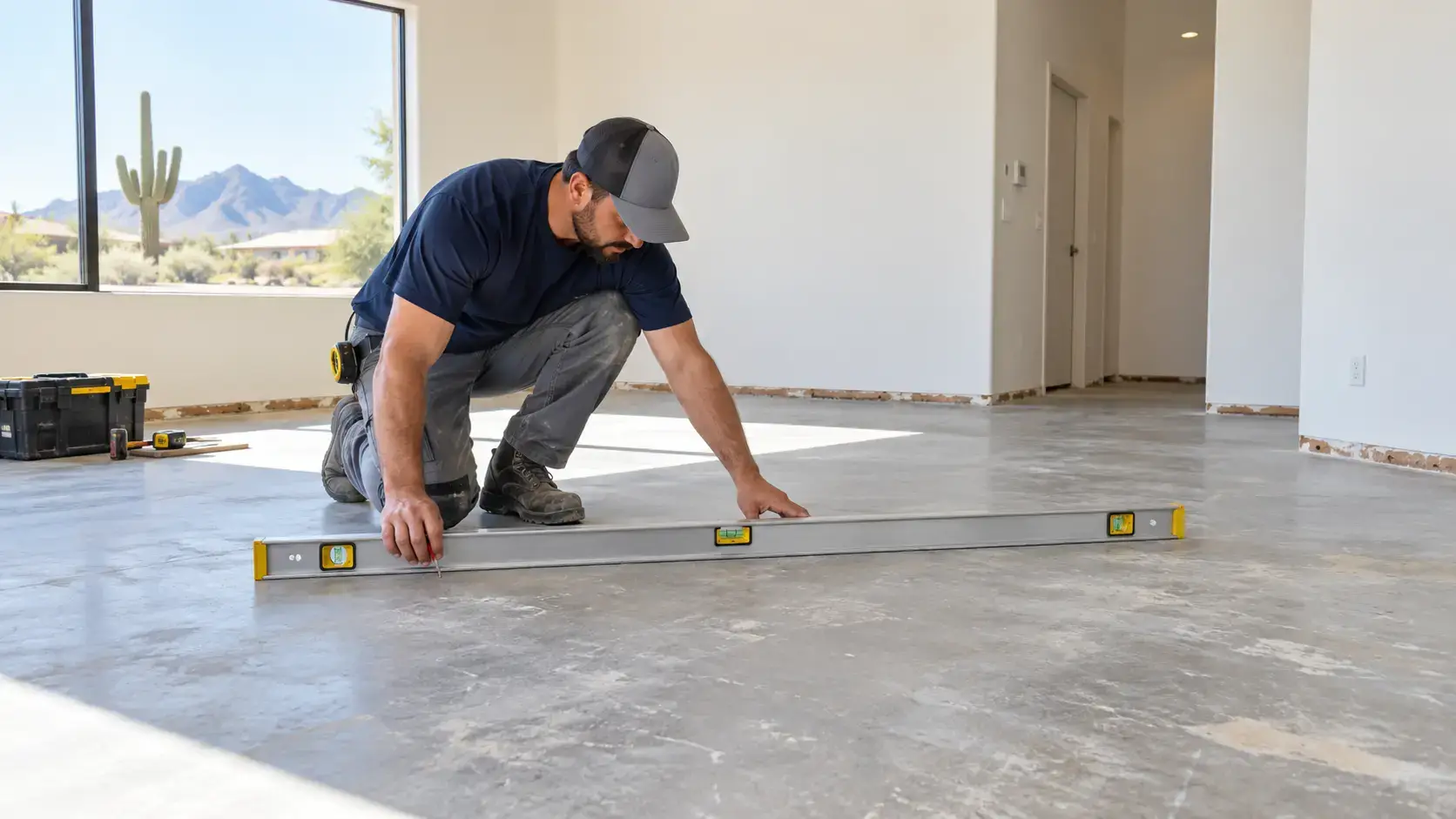 Subfloor prep and leveling before vinyl plank flooring installation